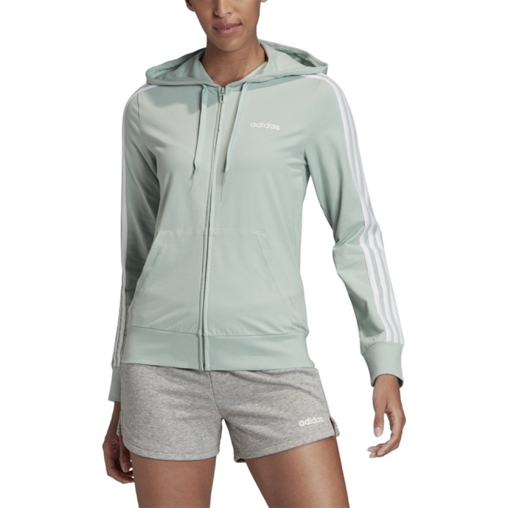 Adidas Women's 3 Stripe Full Zip Hoodie, Medium